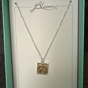 bloom Silver Necklace with Elegant Tan Pendant